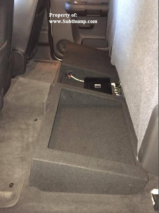 2007-2013 GM Crew Cab Single Downfire Box With Amp Shelf And Cubby Storage